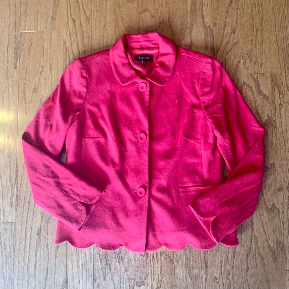 Talbots Red Scalloped Blazer